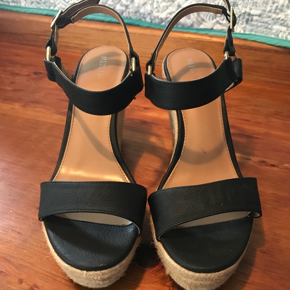Merona Black Wedge Sandals